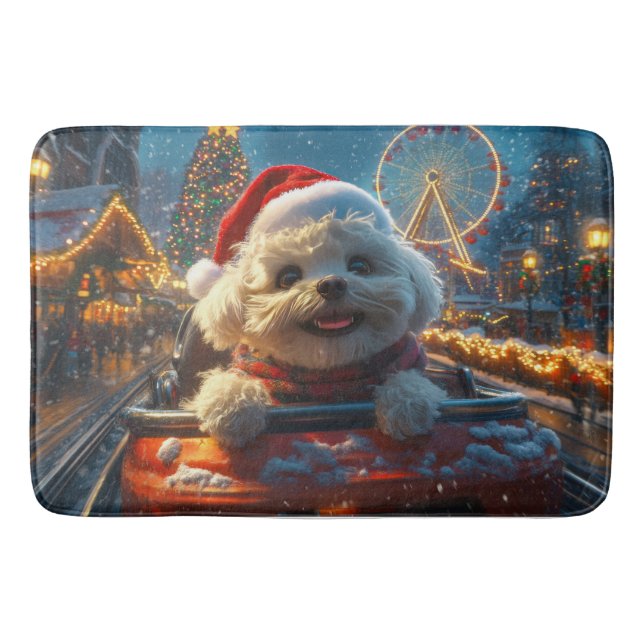 Alfombrilla De Baño Bichon Frise Dog Roller Navidades de Pascua (Anverso)