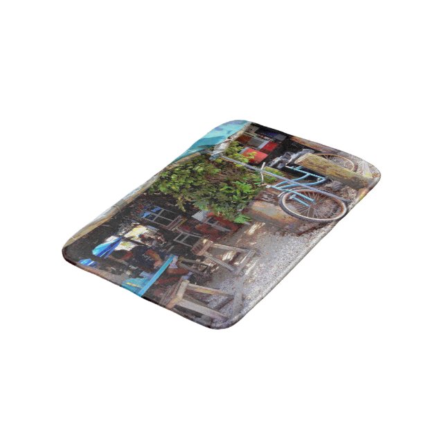 Alfombrilla De Baño Bicicleta azul (Angular)