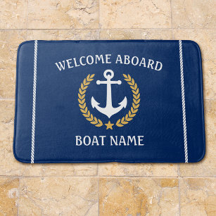 Alfombrilla De Baño Bienvenida a bordo Nombre del barco Anchor Marina 