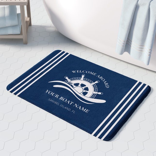 Alfombrilla De Baño Bienvenida Náutica A bordo Nombre De Barco Rueda (Subido por el creador)