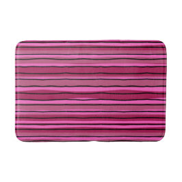 Alfombrilla De Baño Big Color Pop Hot Pink and Black Strips