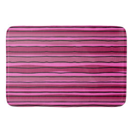 Alfombrilla De Baño Big Color Pop Hot Pink and Black Strips