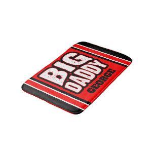 Alfombrilla De Baño Big Daddy (Tu Nombre) Parte Trasera Roja y Blanca