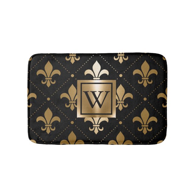 Alfombrilla De Baño Black and Golden Fleur-de-lis (Anverso)