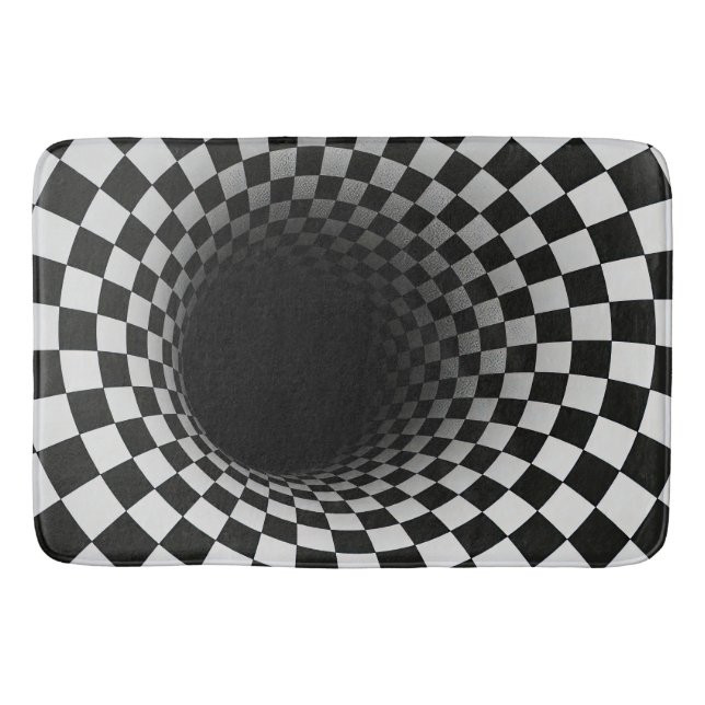Alfombrilla De Baño Black and White Optical Illusion Tunnel (Anverso)