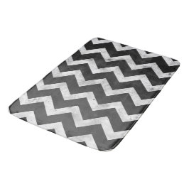 Alfombrilla De Baño Black and white Rustic Chevron pattern