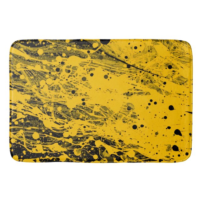Alfombrilla De Baño Black and Yellow Paint Splashes (Anverso)