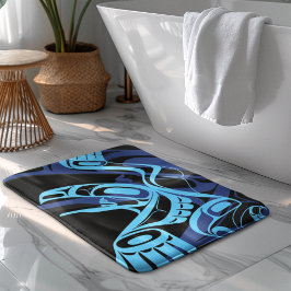 Alfombrilla De Baño Black Blue Haida Eagle Thunder Bird Arte Nativo