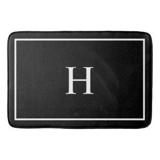 Alfombrilla De Baño Black Elegant Modern Monogram