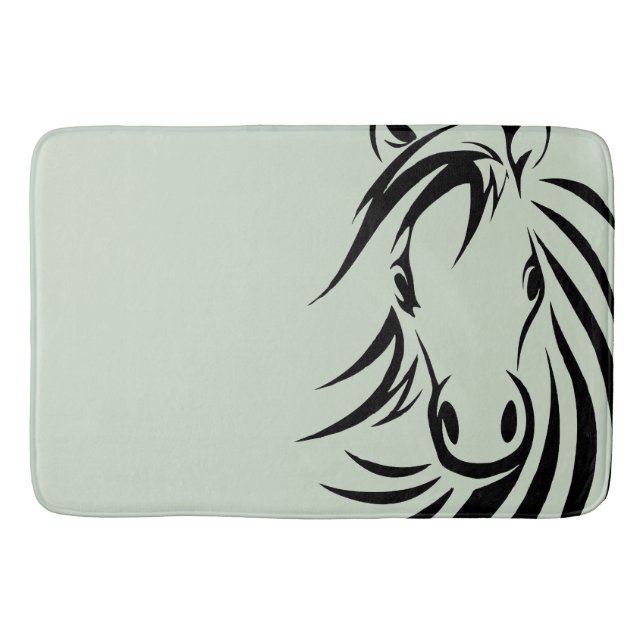 Alfombrilla De Baño Black Horse Head Green (Anverso)