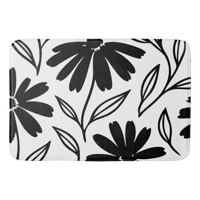 Alfombrilla De Baño Black Ink Daisies Boho (Anverso)
