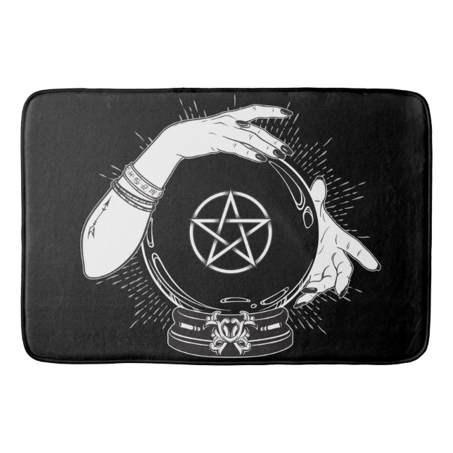 Alfombrilla De Baño Black Mystic Fortune Teller Mystical Crystal Ball (Anverso)