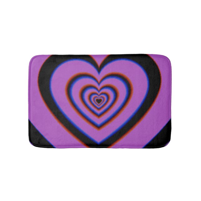 Alfombrilla De Baño Black Purple Trippy Hypnotic Heart Love Pattern (Anverso)