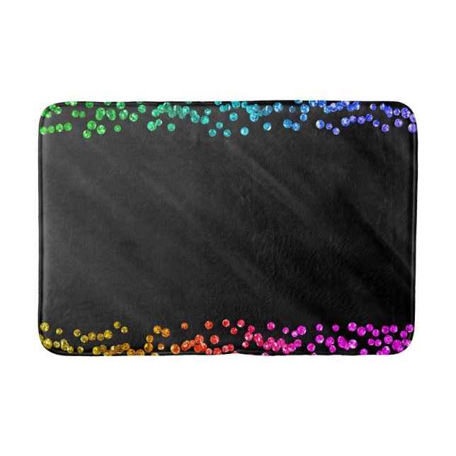Alfombrilla De Baño Black Rainbow Confetti Dots (Anverso)