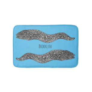 Alfombrilla De Baño Black spotted moray eel cartoon illustration