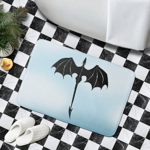Alfombrilla De Baño Black Tribal Flight Dragon Fantasy Blue Sky