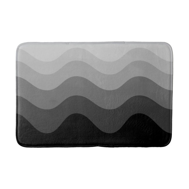 Alfombrilla De Baño Black Wavey Stripe Modern Bath Mat (Anverso)
