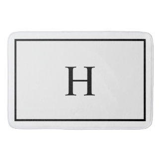Alfombrilla De Baño Black White Elegant Modern Monogram