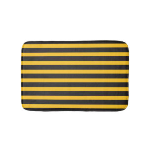 Alfombrilla De Baño Black Yellow Horizontal Lines Geometric Bee Animal