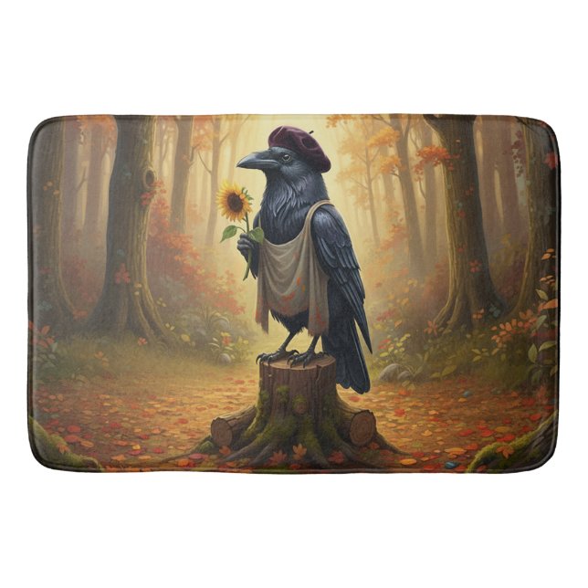 Alfombrilla De Baño Blackbird El Articulado Corvid Raven (Anverso)