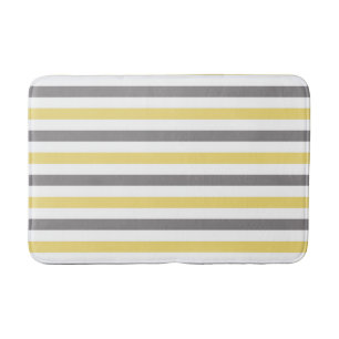 Alfombrilla De Baño Blanco amarillo y gris del modelo de las rayas