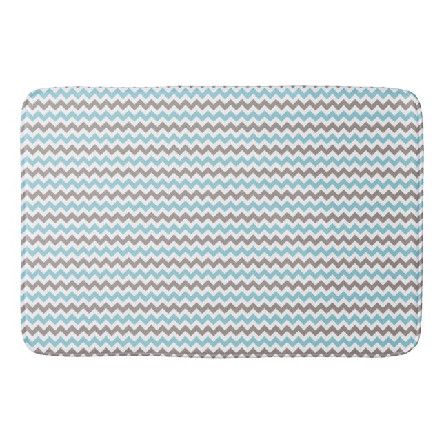 Alfombrilla De Baño Blanco, Azul, Gris Chevron Gran Mat Bath (Anverso)