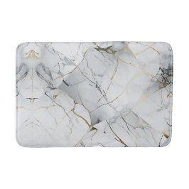 Alfombrilla De Baño Blanco elegante y mármol dorado 
