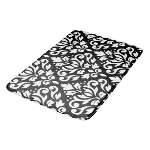 Alfombrilla De Baño Blanco grande del modelo del damasco de la voluta