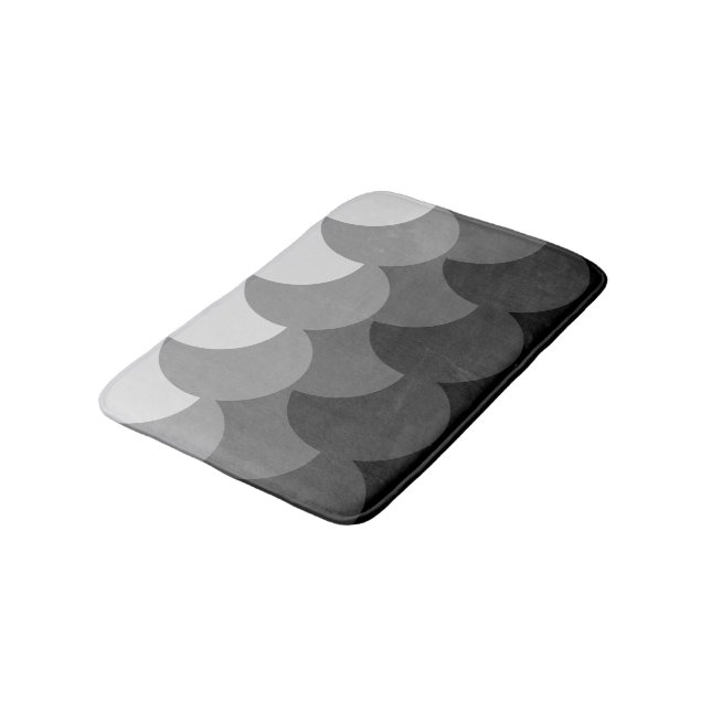 Alfombrilla De Baño Blanco negro moderno y círculos traslapados grises (Angular)