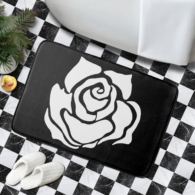 Alfombrilla De Baño Blanco negro Rosa tribal (Subido por el creador)