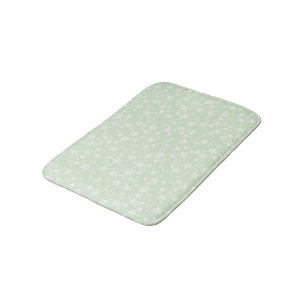 Alfombrilla De Baño Blanco sobre verde de la menta Patrón de estrell