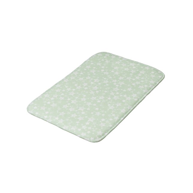 Alfombrilla De Baño Blanco sobre verde de la menta | Patrón de estrell (Angular)