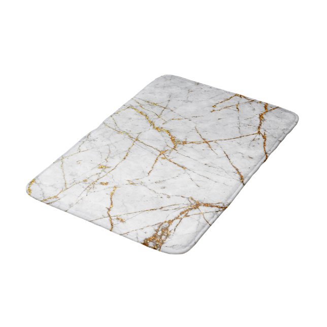Alfombrilla De Baño Blanco y mármol del oro (Angular)