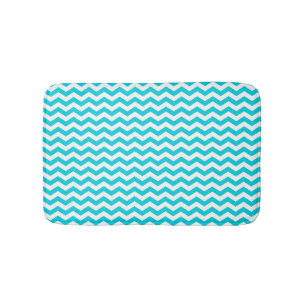 Alfombrilla De Baño Blanco y modelo de zigzag de la aguamarina