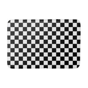 Alfombrilla De Baño Blanco y negro a cuadros