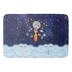 Alfombrilla De Baño Blast-Off Rocketship Kids Bath Mat Baño Decoración