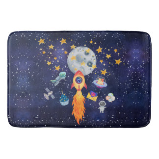 Alfombrilla De Baño Blast-Off Rocketship Kids Bathroom Mat
