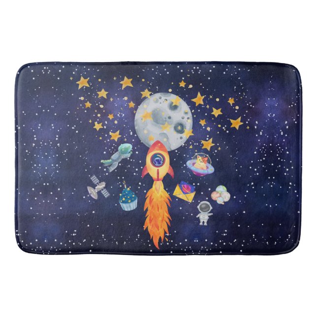 Alfombrilla De Baño Blast-Off Rocketship Kids Bathroom Mat