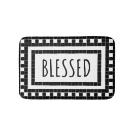 Alfombrilla De Baño Blessed Black and White Tile Design