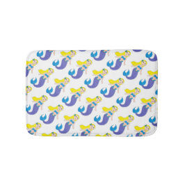 Alfombrilla De Baño Blona Natación Sirena Chica Púrpura Cola Mar