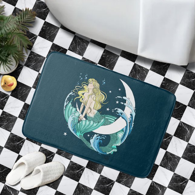 Alfombrilla De Baño Blonde Mermaid Moon Fantasy Art Deco (Subido por el creador)