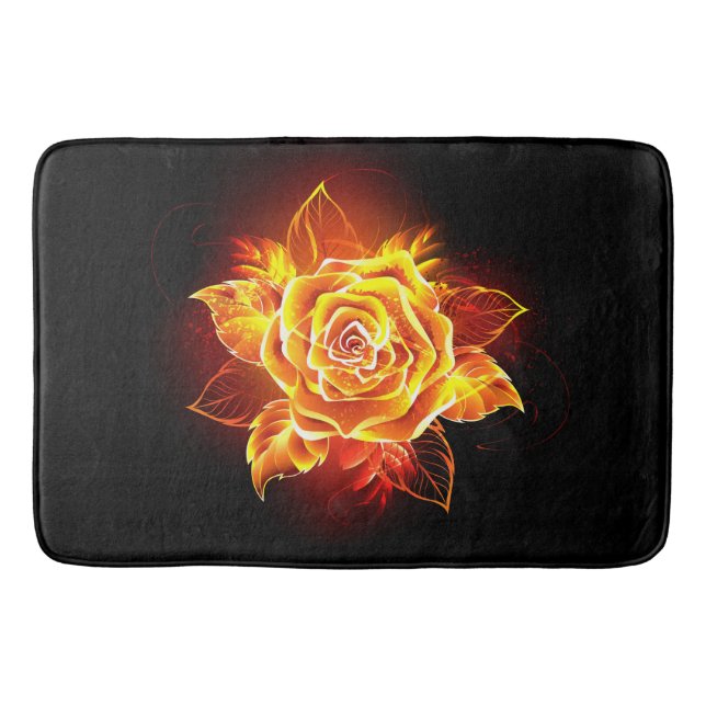 Alfombrilla De Baño Blooming Fire Rose (Anverso)