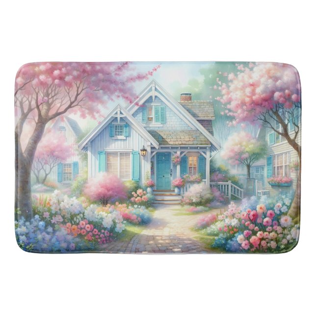 Alfombrilla De Baño Blossom Lane Blue Cottage Garden (Anverso)