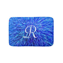 Blue Abstrasse Monogramed Plush Mat