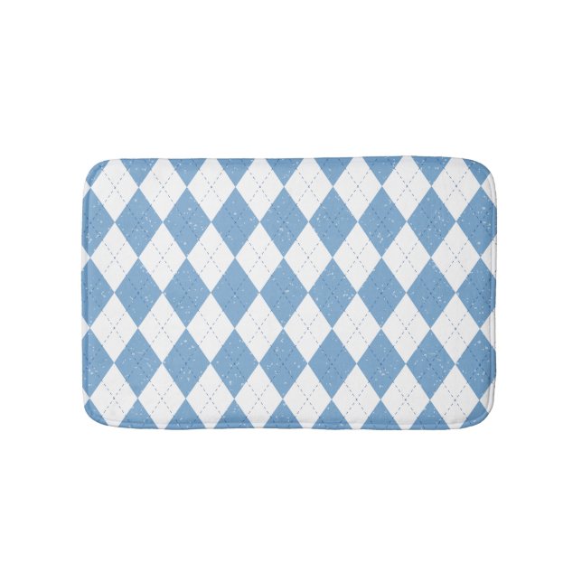 Alfombrilla De Baño Blue and White Diamond Geometric Pattern (Anverso)