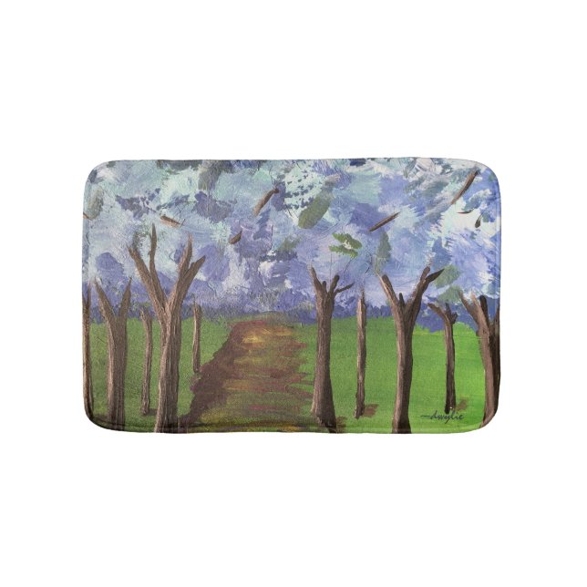 Alfombrilla De Baño Blue Autumn Woods (Anverso)