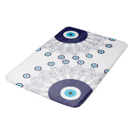 Alfombrilla De Baño Blue Beach Boho Evil Eye Mandala Pattern Baño