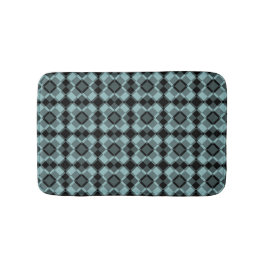 Alfombrilla De Baño Blue Black Checker Argyle Pattern