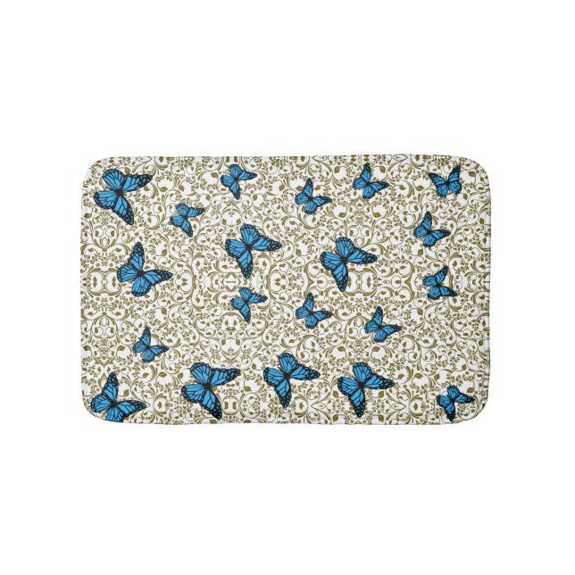 Alfombrilla De Baño Blue butterfly gold garden (Anverso)