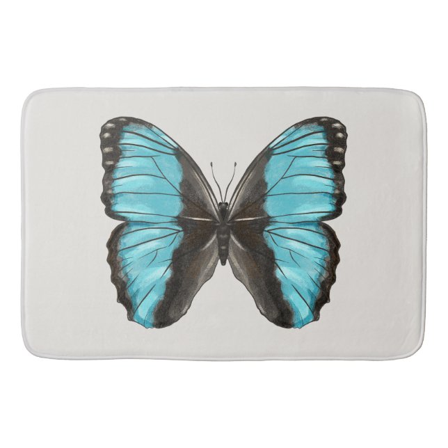 Alfombrilla De Baño Blue Butterfly Insectos Art Nature Lover (Anverso)